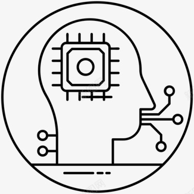 人工智能机器智能脑内微芯片图标图标