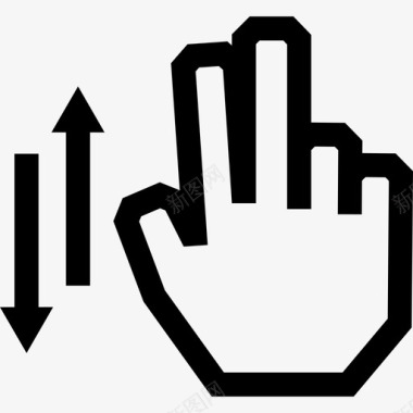 两个手指垂直滚动触摸手势轮廓图标图标