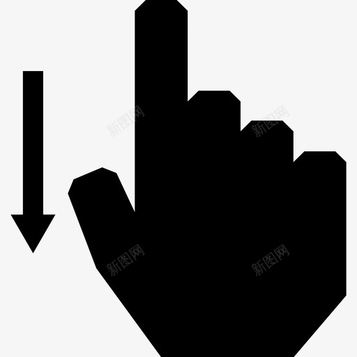 一个手指向下滑动触摸触摸手势图标svg_新图网 https://ixintu.com 一个手指向下滑动 触摸 触摸手势