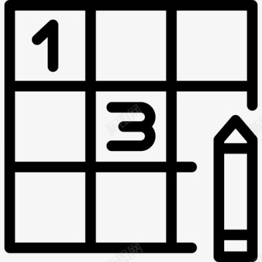 数独棋盘游戏线线性图标图标