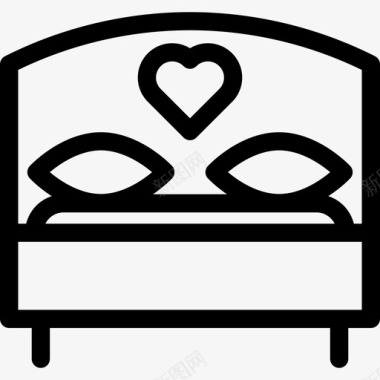 爱的床形状婚礼和爱情图标图标