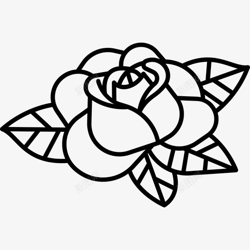 玫瑰自然复古纹身图标svg_新图网 https://ixintu.com 复古纹身 玫瑰 自然