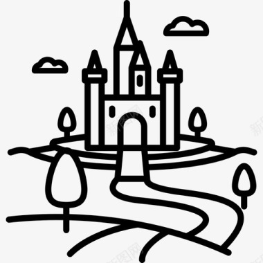 城堡线性景观图标图标