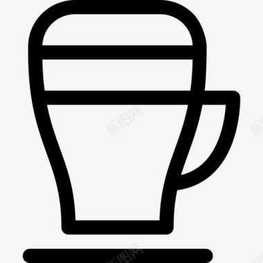 卡布奇诺咖啡杯直线型图标图标