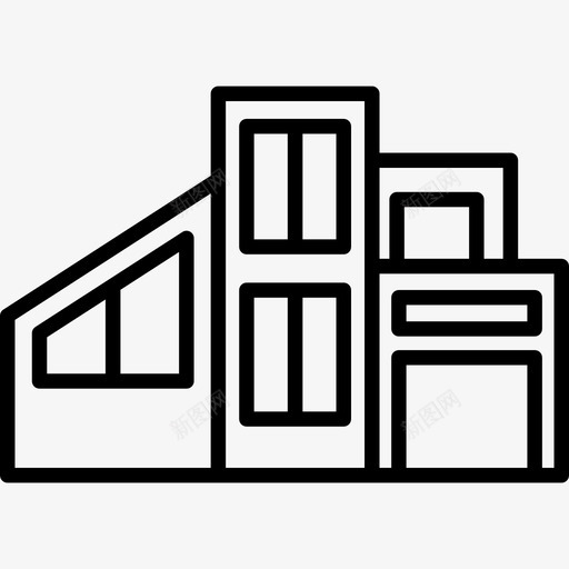 未来的房子建筑群线性图标svg_新图网 https://ixintu.com 建筑群 未来的房子 线性