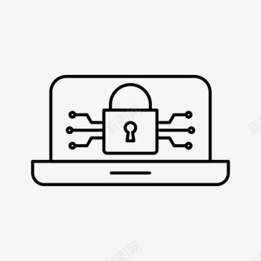 笔记本电脑安全网络犯罪黑客图标图标