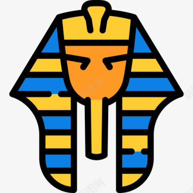 法老线性古埃及元素线性色彩图标图标