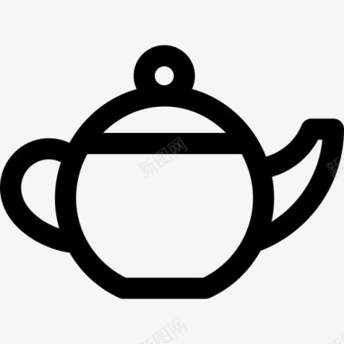 茶壶食品和烹饪直列图标图标