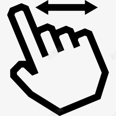 一个手指水平滑动触摸手势轮廓图标图标