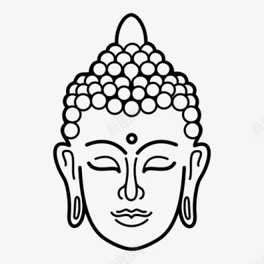 佛头佛教印度教图标图标