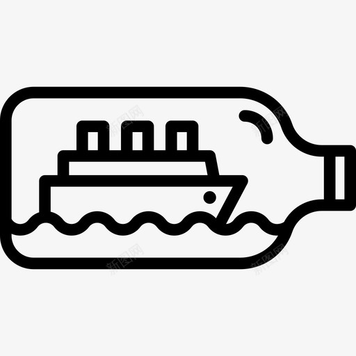 装在瓶子里的船在海上度假线性的图标svg_新图网 https://ixintu.com 在海上度假 线性的 装在瓶子里的船
