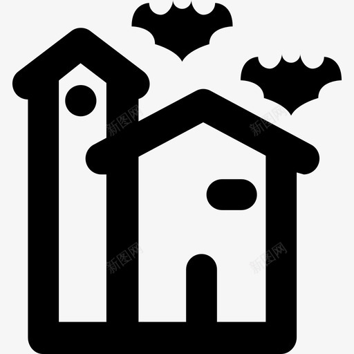 恐怖城堡卡通万圣节线性图标svg_新图网 https://ixintu.com 卡通万圣节 恐怖城堡 线性