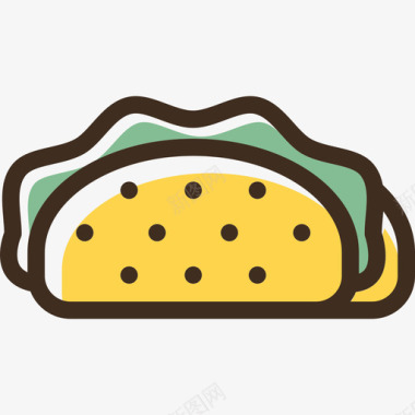 玉米卷食物线性颜色食物套装图标图标