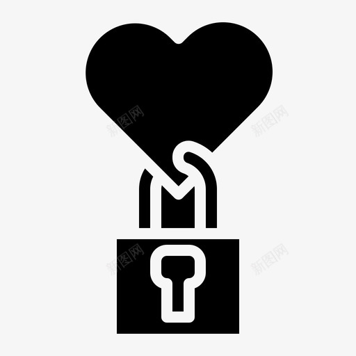锁心心锁图标svg_新图网 https://ixintu.com 心 心锁 情人节实心 钥匙 锁