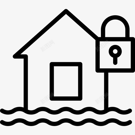 洪水保险财产安全线性图标svg_新图网 https://ixintu.com 洪水保险 线性 财产安全