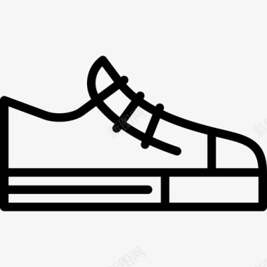 低运动鞋鞋和船线工艺直线图标图标