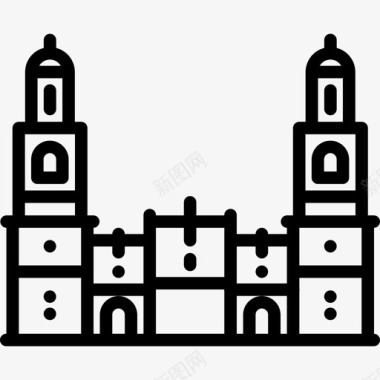 莫雷利亚大教堂线性纪念碑图标图标