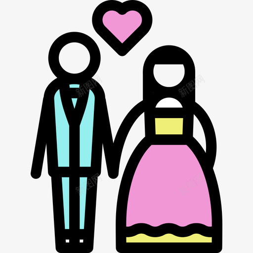新婚夫妇人线性色彩爱情集图标svg_新图网 https://ixintu.com 人 新婚夫妇 线性色彩爱情集