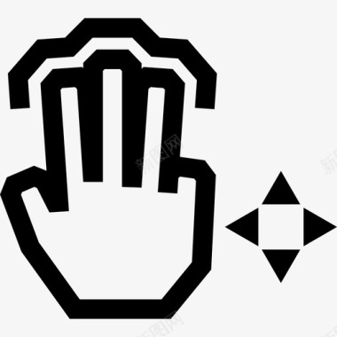 三个手指自由拖动触摸触摸手势轮廓图标图标