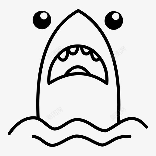 小鲨鱼脸有趣图标svg_新图网 https://ixintu.com 可爱的小鲨鱼线 小鲨鱼 有趣 海洋 脸