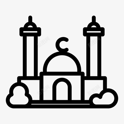 清真寺建筑祈祷图标svg_新图网 https://ixintu.com 建筑 建筑外线 清真寺 祈祷