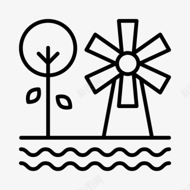 风车农业乡村图标图标
