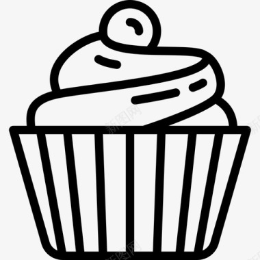 纸杯蛋糕面包店直系图标图标