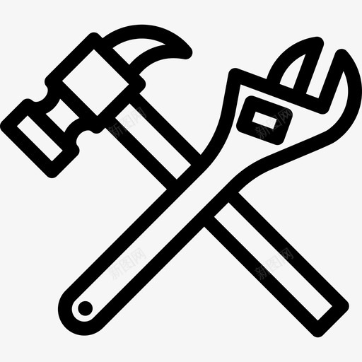 锤子和扳手汽车修理直线图标svg_新图网 https://ixintu.com 汽车修理 直线 锤子和扳手