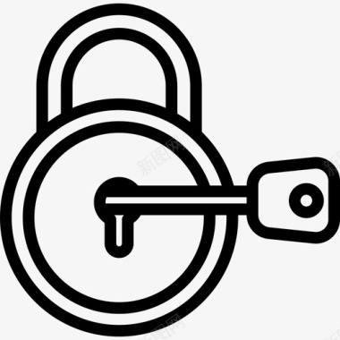 钥匙锁财产安全线性图标图标