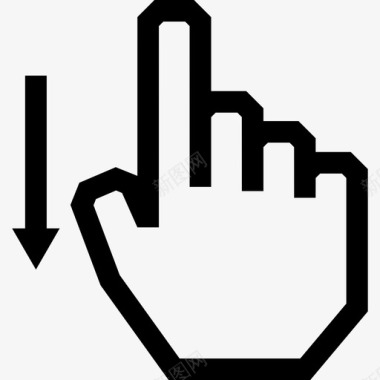 一个手指向下滑动触摸触摸手势轮廓图标图标