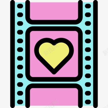 婚礼视频线性彩色爱情套装图标图标