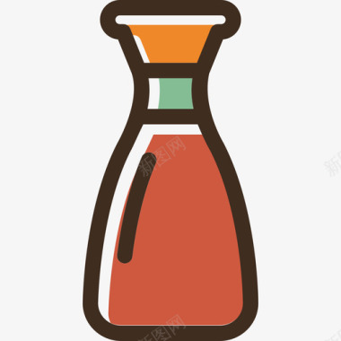 番茄酱食品线性颜色食品套装图标图标