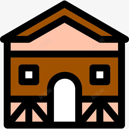 小屋建筑物线性颜色的房子图标svg_新图网 https://ixintu.com 小屋 建筑物 线性颜色的房子