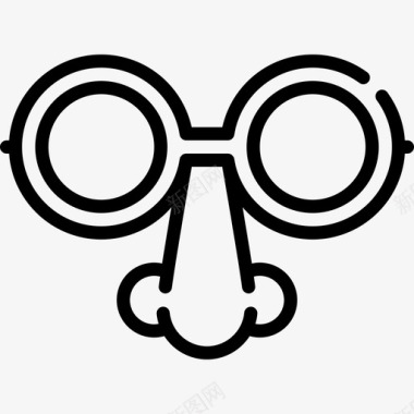 鼻子和眼镜嘉年华线工艺直线图标图标