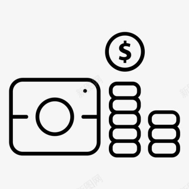 相机硬币相机薄图标图标