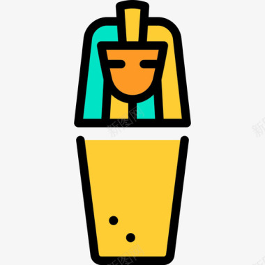 卡诺皮克罐线性古埃及元素线性颜色图标图标