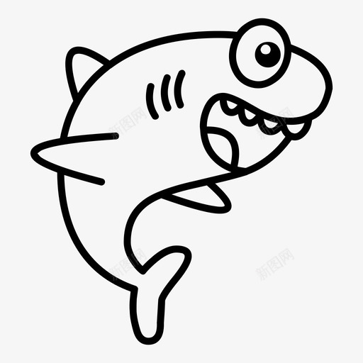 小鲨鱼鱼有趣图标svg_新图网 https://ixintu.com 可爱的小鲨鱼线 小鲨鱼 有趣 海洋 鱼