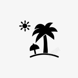 夏日海边素材海滩椰树假日图标高清图片
