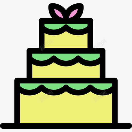 结婚蛋糕食物线性颜色爱情套装图标svg_新图网 https://ixintu.com 线性颜色爱情套装 结婚蛋糕 食物