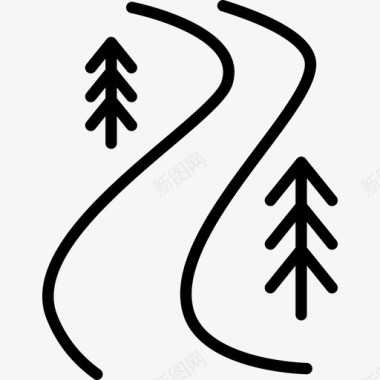 河流小径自然滑雪站线路船图标图标