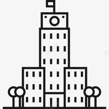 市政厅建筑物城市家具图标图标