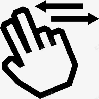 两个手指水平滚动触摸手势轮廓图标图标