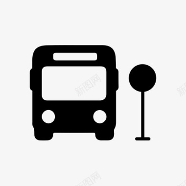 公共汽车公共汽车站公共交通图标图标