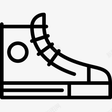 高级运动鞋鞋和船线工艺直线图标图标