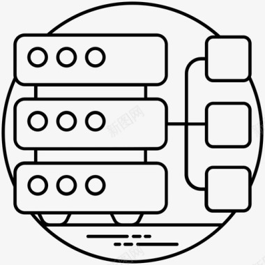 数据库架构数据挖掘和模式数据仓库图标图标