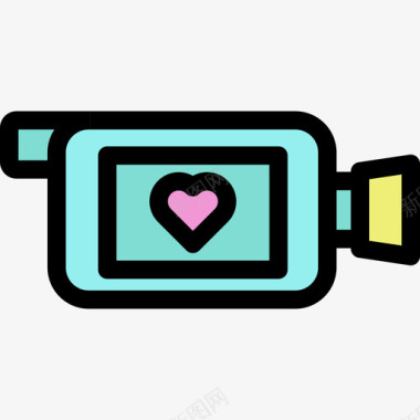 摄像机技术线性彩色爱情套装图标图标