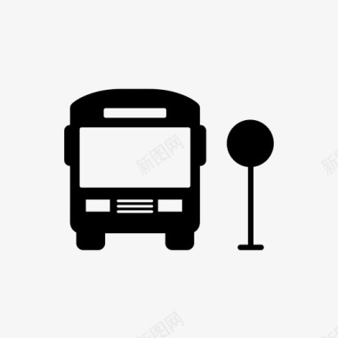 公共汽车公共汽车站公共交通图标图标
