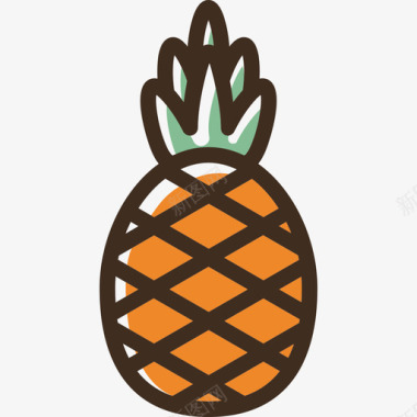 菠萝食品线性颜色食品套装图标图标