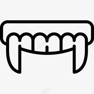 吸血鬼牙齿万圣节线工艺线状图标图标