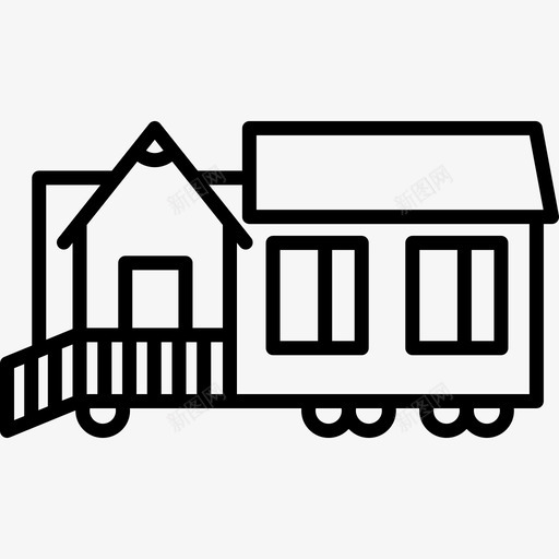 车轮上的房子建筑群直线型图标svg_新图网 https://ixintu.com 建筑群 直线型 车轮上的房子